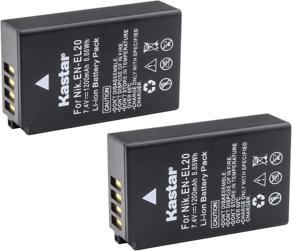 Kastar Battery 2-Pack Replacement for Nikon EN-EL20 EN-EL20a, Compatible with Coolpix P950, P1000, Nikon 1 Series