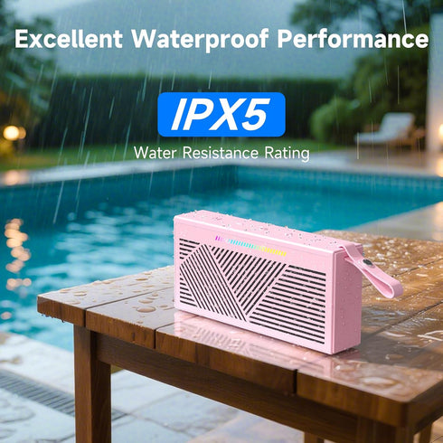 HOTTABLET IPX5 Bluetooth Speaker Wireless Portable Waterproof for Home Party Outdoor Beach, Pink