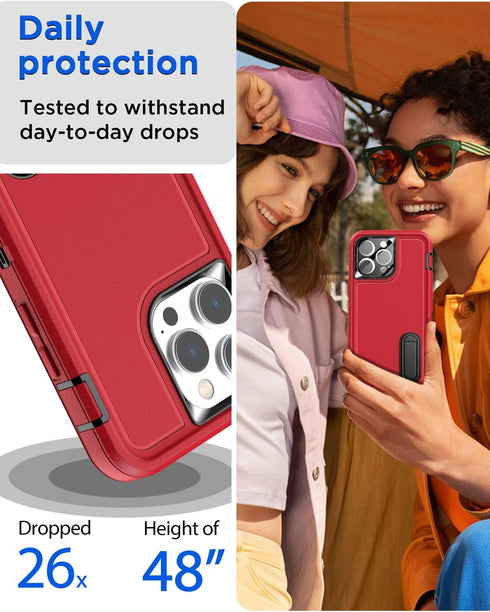 AICase iPhone 12 Pro Max: Rugged Heavy Duty Case with Built-in Kickstand, Glass Screen Protector & Camera Lens.