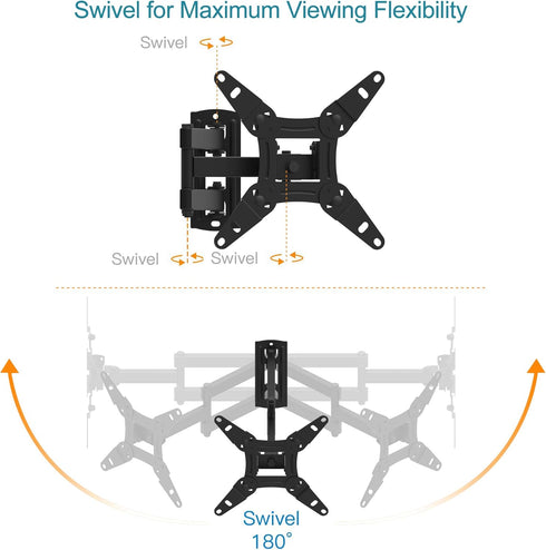 Full Motion TV Monitor Wall Mount Bracket for 13-42 Inch LED LCD Flat Curved Screen Monitors & TVs