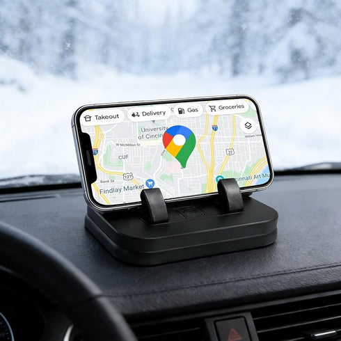 Generic 2-in-1 360 Car Dashboard Phone Mount with Roll-Up License Plate Holder, Adjustable Viewing, Shockproof