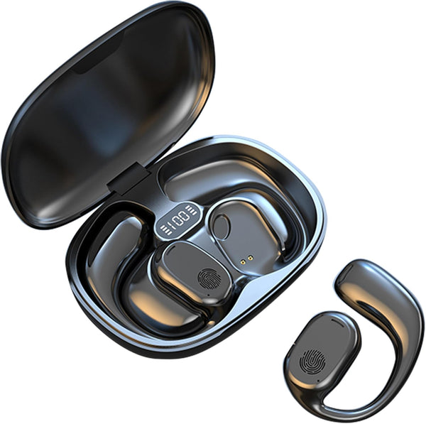 Open Ear Headphones, Wireless Bluetooth 5.3 Earbuds with LED Display Charging Case, Sport Design for Running Fitness