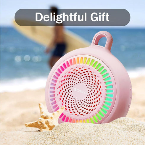 Bluetooth Shower Speaker Waterproof, Small Portable Wireless Speaker with Clip, Powerful Bass, Colorful Lights, TWS