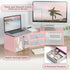 2 37 inch 2 (2 8''H) TEAMIX Pink Dual Monitor Stand Riser with Drawers - Length and Angle Adjustable Double Corner Desk