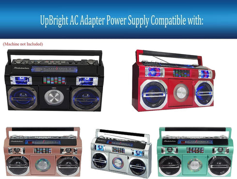 UpBright 12V AC/DC Adapter Compatible with Studebaker SB2145 SB2145B SB2145S SB2145R SB2145RG SB2145TE 80's Retro Street Portable Boombox FM Radio Bluetooth Stereo CD Player Power Cord Battery Charger
