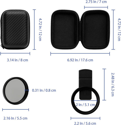 Brvlsoc 52mm 1711 Clip-On Circular Polarizer (CPL) Lens Filter Kit Professional Phone Camera Filter for iPhone