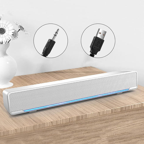 Estink PC Soundbar, USB Wired Stereo Music Player Bass Surround Sound Box with 3.5mm Input