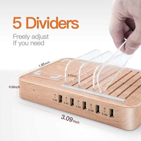 Fastest Charging Station for Multiple Devices, 5 USB Ports Chargers for Apple/AirPods/iPad/Samsung/Android/Tablet,
