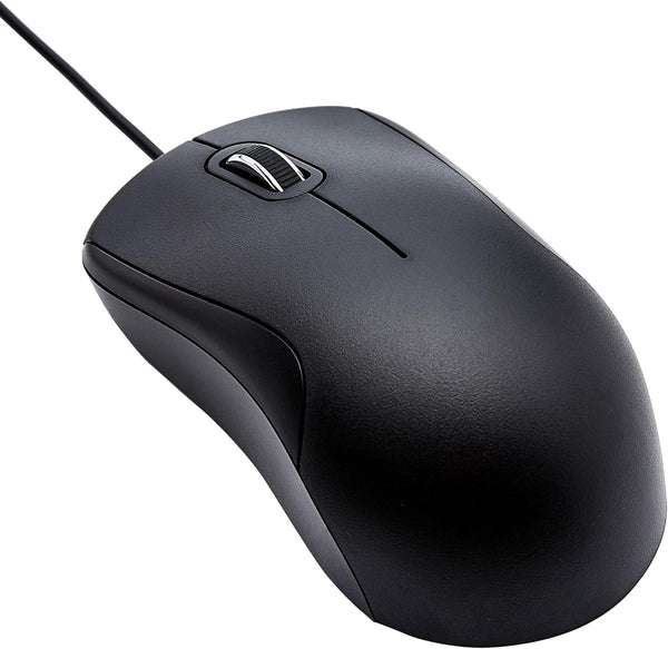 Amazon Basics 3-Button USB Wired Mouse with Precision Scroll Wheel, 1000 DPI, Ergonomic Grip,