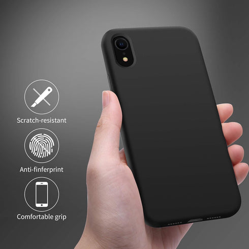 OTOFLY iPhone XR Case, Premium Soft Liquid Silicone Rubber, Full-Body Protective Bumper Case, Black