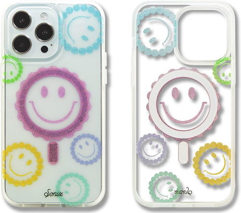 Sonix Case for iPhone 14 Pro Max, Compatible with MagSafe, 10ft Drop Tested, Glitter Smiley
