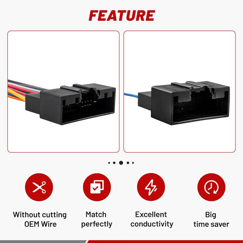 2014-2019, 2013-2018, 2013-2017 RED WOLF Car Stereo Wiring Harness Compatible with Ford Transit Fiesta Focus - Install