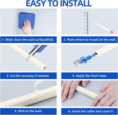 Delamu Beige Cord Hider, Mini Size Wire Covers for 1 Wire on Wall, Paintable Cable Cover Raceway