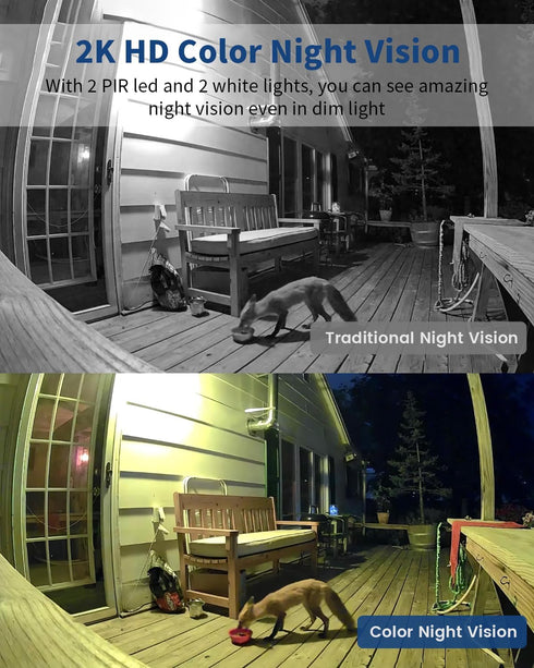 Wireless Outdoor Security Cameras, Battery Powered 2k Color Night Vision, AI Motion Detection, IP66 Weatherproof, 2-Way