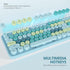Owpkeenthy Blue Keyboard and Mouse Wireless, Cute Typewriter Keyboard with Retro Round Keycaps for Desktop and Laptop