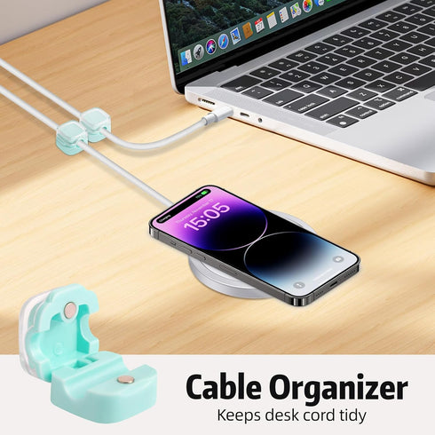 MAWFOZIN 6 Pack Magnetic Cable Clips Cord Organizer Holder, Adhesive Wire Holder Keeper Organizer USB Charging Cable
