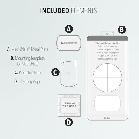Scosche MPQ5RKi-BP0 MagicMount MagicPlate Replacement Plate for Magnetic Mount, Non-Magnetic and Charge Mounting