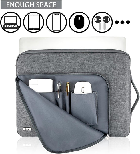 KCY Waterproof Laptop Sleeve Case 15.6 16 Inch | Shockproof Cover Bag for MacBook Pro, Surface, Dell XPS, HP (Grey)
