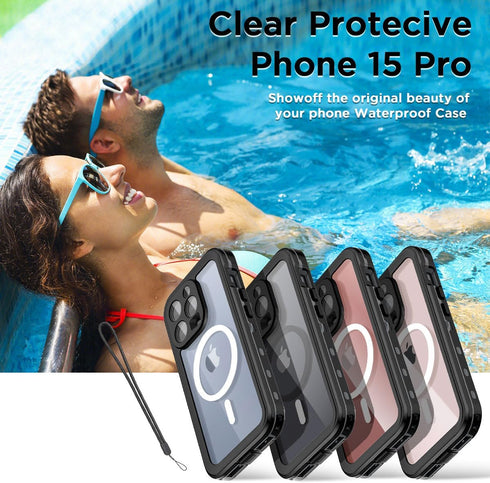 AICase Waterproof Case for iPhone 15 Pro, IP68 Certified Full Body Protection, Snowproof Dustproof with MagSafe (6.1")