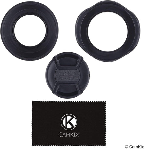 77mm Set of 2 Camera Lens Hoods and 1 Lens Cap, Rubber (Collapsible) + Tulip Flower for Enhanced Photography