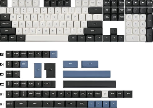 PBT Keycaps Full Set, 160 Keys, CSA Profile Double Shot Keycaps for Cherry Gateron MX Switches, White and Black