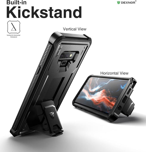 Dexnor Full Body Case for Samsung Galaxy Note 9, Built-in Screen Protector and Kickstand, Heavy Duty Shockproof Cover,