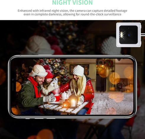Indoor and Outdoor Weatherproof IP65 2K Wi-Fi Smart Home Security Camera with Color Night Vision, 2-Way Audio