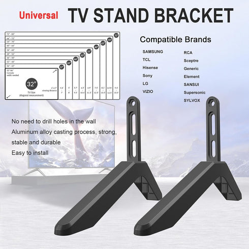 Generic 3265 Inch TV Base Feet Universal Stand Legs, Adjustable Support Brackets, Heightening Mount | Stable Upgraded