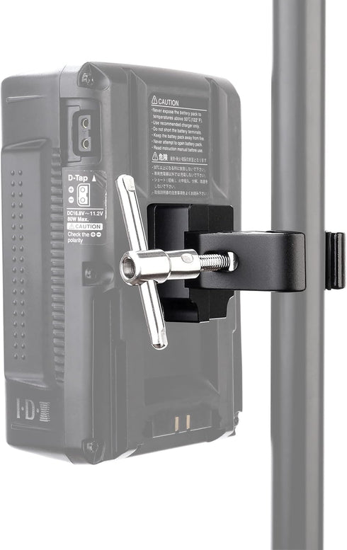V-Mount Lock Battery Adapter with Clamp for Tripod Light Stand Mounting