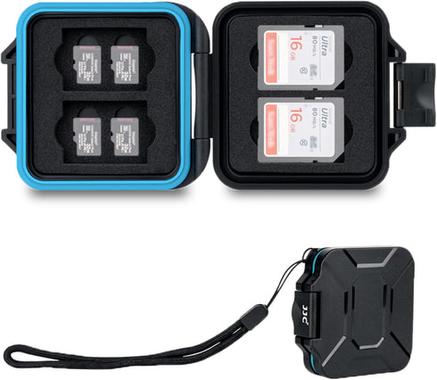 JJC 12 Slots Portable SD Micro SD Memory Card Case, Water-Resistant Anti-Shock Storage Organizer for 8 Micro SD & 4 SD