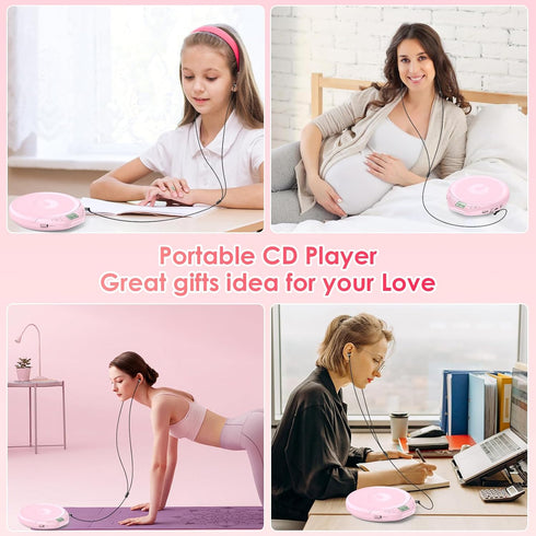 Gueray Dsicman: CD Player Portable CD with Earphones for Car with Anti-Skip Shockproof with LCD Display Support PROG