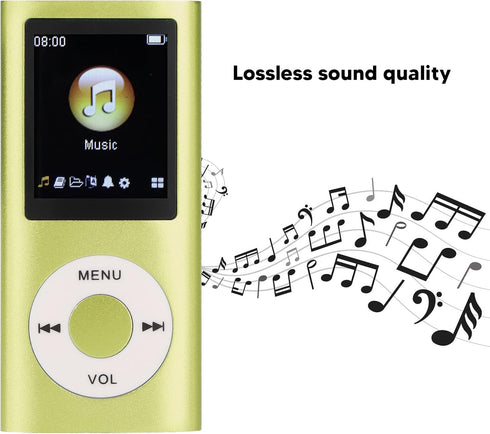Dan&Dre MP3 1.8 Inch 64G Player, LCD Slim Portable Music Player with Lossless Sound, Aluminum Alloy, Expandable (Green)