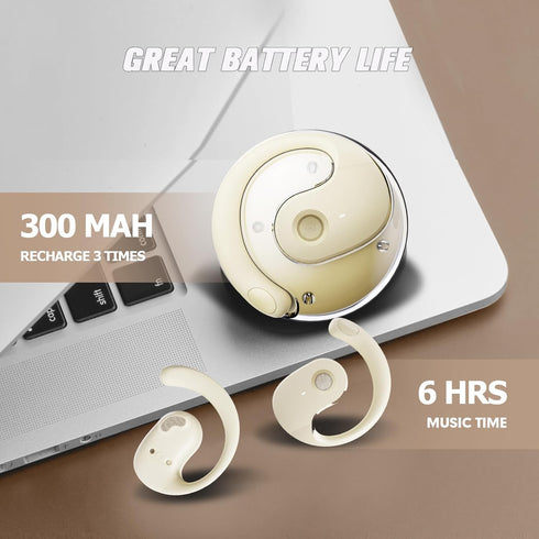 Open Ear Headphones, Wireless Ear Hanging Bluetooth Headset, Outside The Ear Bone Air Conduction Earbuds, Skin Tone