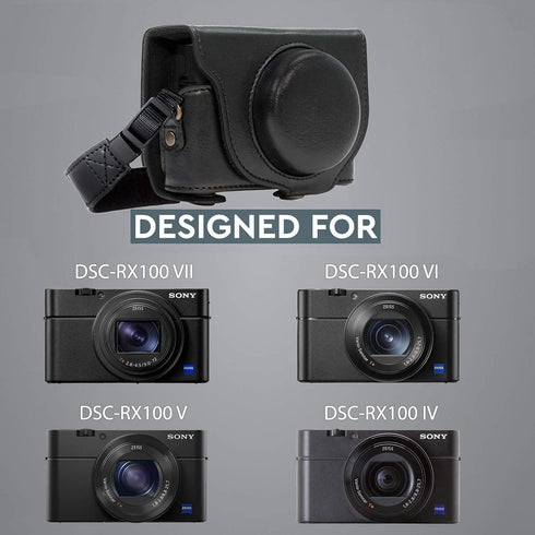 Ever Ready Leather Camera Case Compatible with Sony Cyber-Shot DSC-RX100 VI, DSC-RX100 V, DSC-RX100 IV, DSC-RX100 III