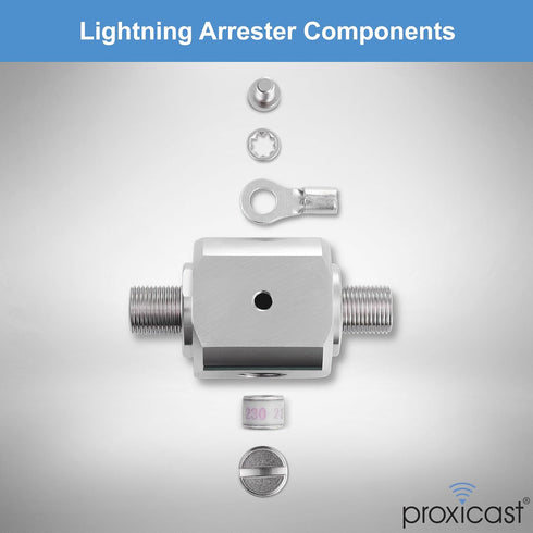 Proxicast Coaxial Lightning Arrester/Suppressor with 75 Ohm F Female Connectors, Pro-Grade Coax Cable Surge Protector