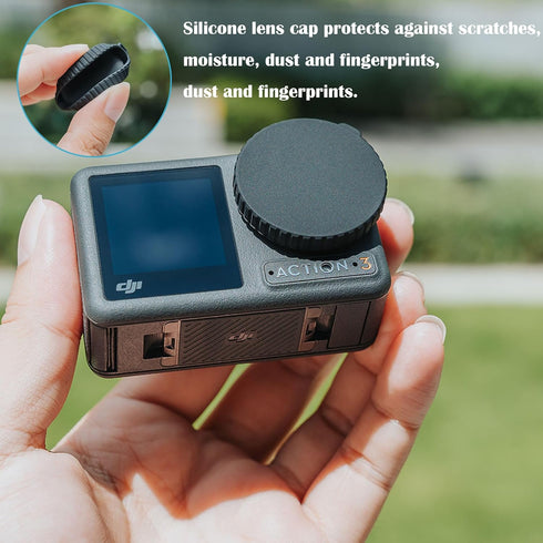 PCTC Screen Protector for DJI OSMO Action 4 Camera, Lens Protector + Tempered Glass LCD Display Film + Silicone Lens Cap