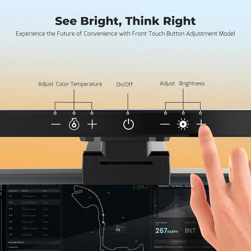 Dimming 5 Monitor Light Bar, Computer Monitor Lamp, Memory Stepless Touch Control Screen Light Bar, Color Temperatures