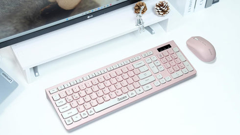 Wireless Keyboard and Mouse Combo, Reccazr 2.4G Full-Sized Keyboard and Mouse Cordless for Windows/Mac