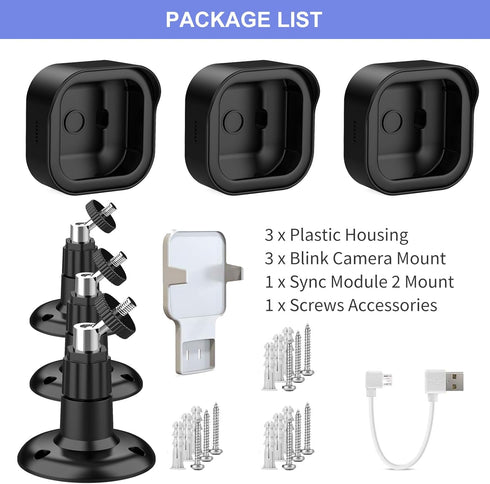 Wall Mount for Blink Outdoor 4 (4th Gen) & Blink Outdoor (3rd Gen), 3 Pack Weatherproof Protective Housing - Black