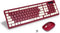Wireless Keyboard and Mouse Combo, 2.4G Full-Sized Keyboard and Mouse, Dual-System for Computer/Laptop (Wine Red)