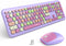 MOFii Wireless Keyboard and Mouse Combo, 2.4G Slim Full-Sized Colorful Keyboard Mouse for PC Laptops (Purple)