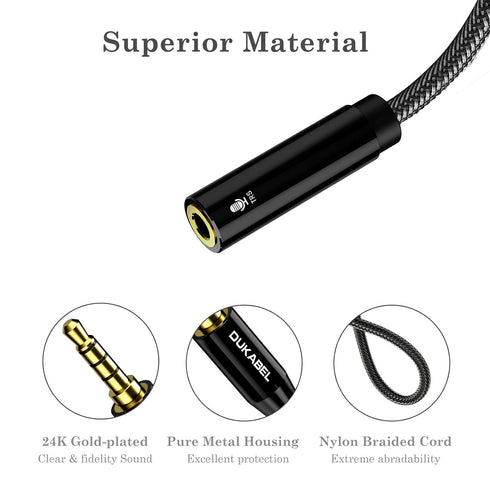 DUKABEL DC4 3.5mm TRS to TRRS Adapter Cable, Microphone Audio Adapter for Smartphone, PS4, Tablet, Laptop