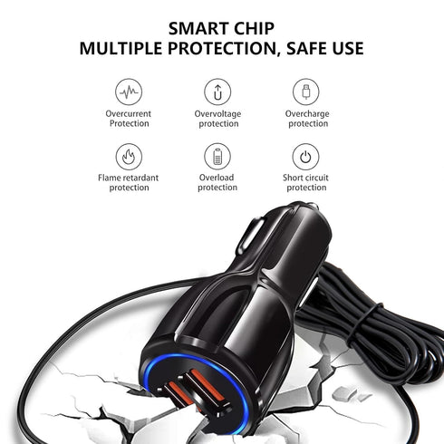 Fast Car Charger & 5ft USB Type C Charging Cable for TCL Flip Pro 10L 20 SE 30, Cricket Influence Icon 2/3, ATT Calypso