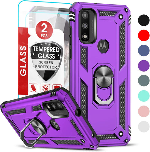LeYi Case for Moto G Pure, G Power 2022 / G Play 2023, with Tempered Glass Screen Protector, Purple