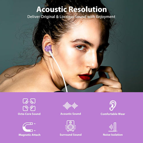 Jiunai USB C Headphone for Samsung S24, Type C Wired Earbuds with Mic in Ear Magnetic Noise Isolation Stereo Remote Control Audio Corded Earphones for Samsung Galaxy S24 Ultra S24+ Plus S23 FE Purple