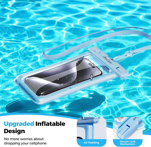 ProCase Floating Waterproof Phone Pouch Up to 7.0", Underwater Case Dry Bag Floatable Cell Phone Pouch for iPhone 15 14 13 Pro Max, Galaxy S24 S23 S22 Ultra, Cruise Beach Essential -2 Pack, Blue/Green