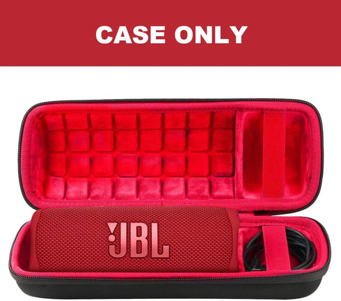 co2CREA Hard Travel Case for JBL Flip 6/FLIP 5, Waterproof Portable Bluetooth Speaker Case (Black + Inside Red)