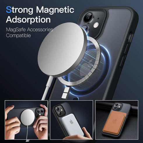 JETech Magnetic Case for iPhone 12 Mini 5.4-Inch, Black, Compatible with MagSafe, Slim Shockproof Phone Cover