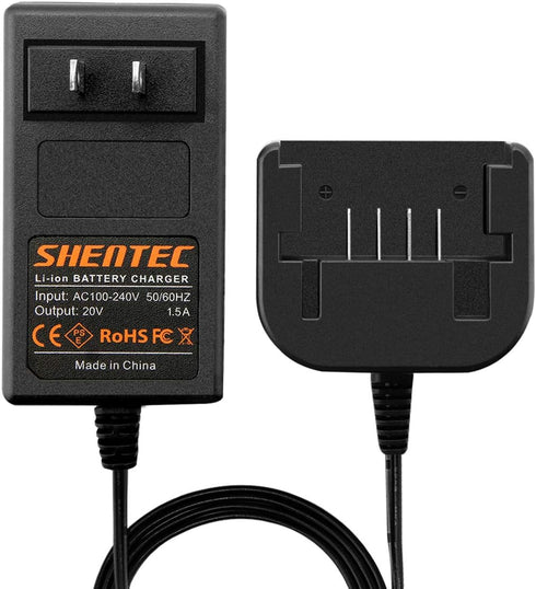 Shentec 20V Li-ion Charger - Compatible with Black & Decker & Porter Cable 20V Batteries