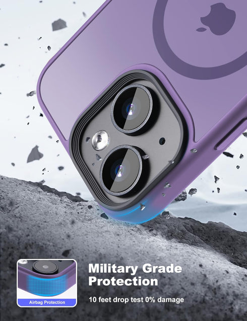 Tigowos iPhone 15 Plus & 14 Plus Case, Deep Purple, Magnetic, MIL-Grade Drop Tested, Matte Back Cover